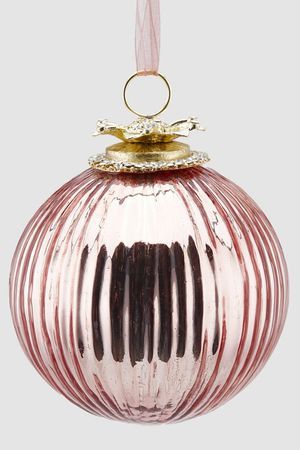 Стеклянный елочный шар АНГЛИЙСКАЯ КАРАМЕЛЬ, тёмно-розовый, 10 см, EDG