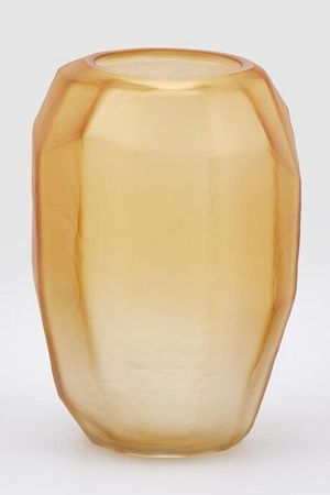 Стеклянная ваза МЯГКАЯ ИГРА ГРАНЕЙ, янтарная, 28 см, EDG