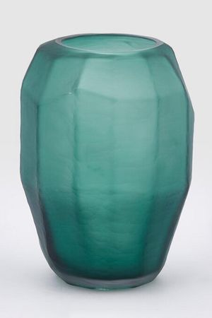 Стеклянная ваза МЯГКАЯ ИГРА ГРАНЕЙ, зелёная, 28 см, EDG
