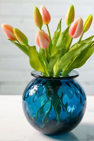 Стеклянная ваза ПАЛЛА ЭСТЕТИКО, голубая, 15 см, EDG