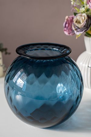 Стеклянная ваза ПАЛЛА ЭСТЕТИКО, голубая, 20 см, EDG