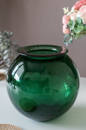 Стеклянная ваза ПАЛЛА ЭСТЕТИКО, зелёная, 20 см, EDG