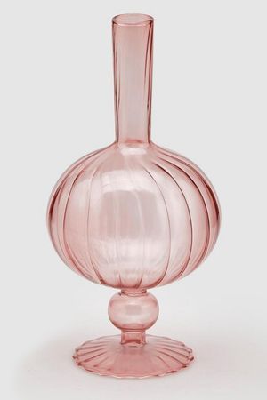 Стеклянная ваза-подсвечник ОВОИДЭ, пудрово-розовая, 25 см, EDG