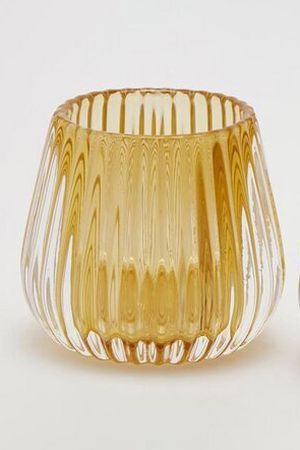 Стеклянный подсвечник под чайную свечу АЛФЕО, жёлтый, 8 см, EDG