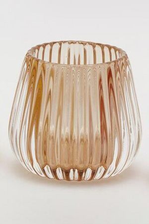 Стеклянный подсвечник под чайную свечу АЛФЕО, персиковый, 8 см, EDG