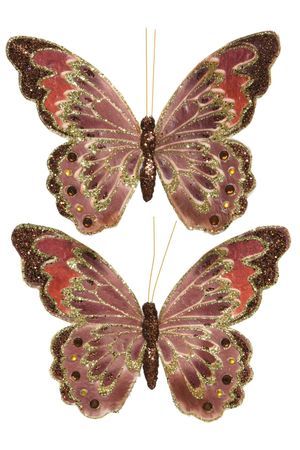 Декоративные бабочки КОРРИН на клипсе, текстиль, 18 см, 2 шт., Kaemingk