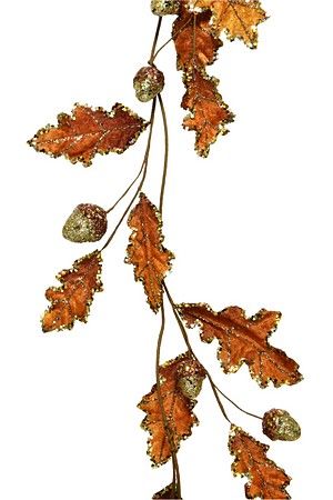 Декоративная гирлянда с листьями СКАЗКИ ВЕКОВОГО ДУБА, текстиль, коричневая, 130 см, Kaemingk