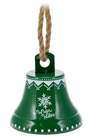 Елочная игрушка Колокольчик - КАМПАНА ВЕРДЕ со снежинкой, металл, 14 см, Koopman International