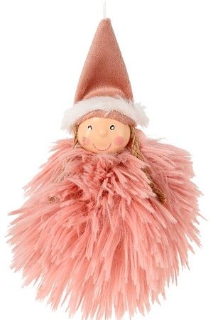 Елочная игрушка ПУШОЧЕК-АНГЕЛОЧЕК, текстиль, розовый, 16 см, Koopman International