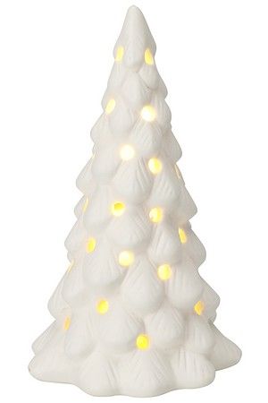 Новогодний светильник ЕЛЬ МАЙРЕ, фарфор, тёплые белые LED-огни, 11 см, Koopman International
