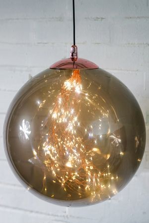 Декоративный подвесной светильник ШАР ПАСКУАЛЕ НЕРО, пластик, чёрный, 300 тёплых белых микро-LED-огней, 35 см, таймер, Koopman International