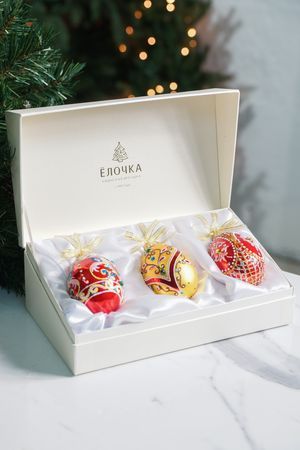 Набор стеклянных ёлочных игрушек ПАСХАЛЬНЫЙ,  3*90 мм, Елочка