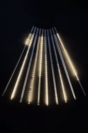 Светодиодная гирлянда Тающие Сосульки 10*0.5 м, 600 теплых белых LED ламп, черный ПВХ, 10 м, IP44, BEAUTY LED