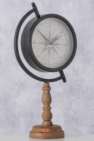 Настольные часы КОМПАС, металл, дерево, стекло, 35х18 см, Boltze