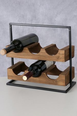 Подставка для вина ПИСТОЛА на 6 бутылок, дерево, металл, 36х33 см, Boltze