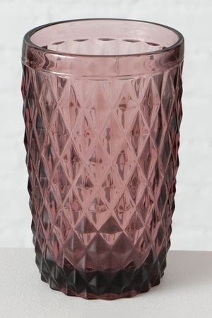 Стакан для воды БИГ РОКС в ромбик, стекло, розовый, 600 мл, Boltze