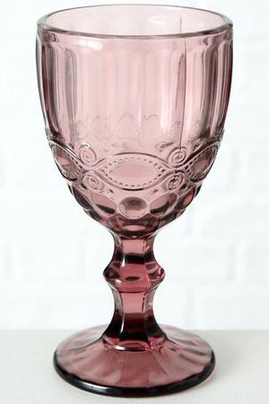 Бокал для вина БЛАГОРОДНЫЙ КУБОК с узором, стекло, розовый, 17 см, Boltze