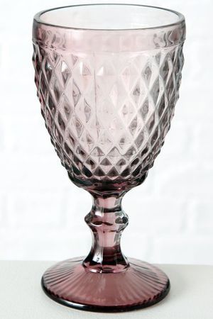 Бокал для вина БЛАГОРОДНЫЙ КУБОК в ромбик, стекло, розовый, 17 см, Boltze