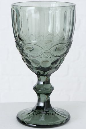 Бокал для вина БЛАГОРОДНЫЙ КУБОК с узором, стекло, серый, 17 см, Boltze