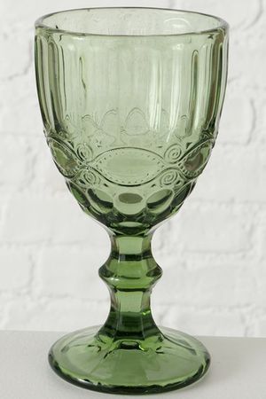 Бокал для вина БЛАГОРОДНЫЙ КУБОК с узором, стекло, зеленый, 17 см, Boltze