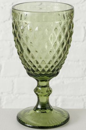 Бокал для вина БЛАГОРОДНЫЙ КУБОК в ромбик, стекло, зеленый, 17 см, Boltze