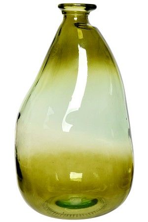 Декоративная ваза-бутыль АПФИЯ, стекло, оливковая, 36 см, Kaemingk