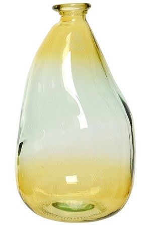 Декоративная ваза-бутыль АПФИЯ, стекло, жёлтая, 36 см, Kaemingk