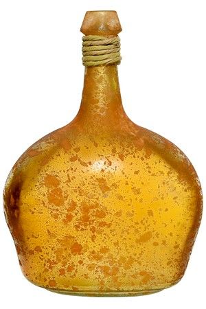 Декоративная ваза-бутыль ОЛКИОН, стекло, жёлтая, 26 см, Kaemingk