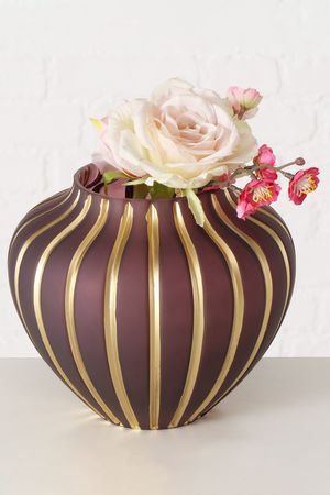 Стеклянная ваза ЗОЛОТЫЕ ПОЛОСЫ, 20 см, Boltze