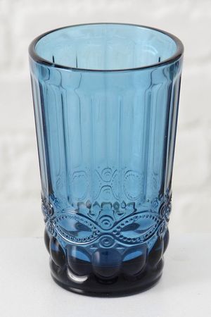 Стакан для воды БИГ РОКС с узором, стекло, синий, 600 мл, Boltze