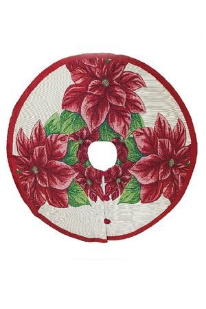 Юбка для декорирования основания ёлки БУКЕТ ПУАНСЕТТИЙ, текстиль, 100 см, Due Esse Christmas