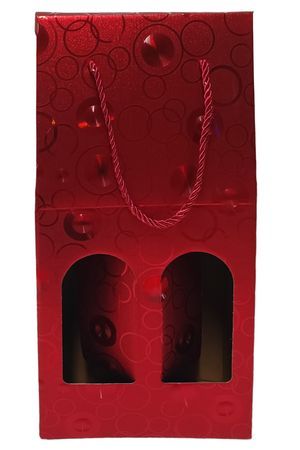 Подарочный пакет-коробка для бутылок ГЕЙЛ ТВИН, бумага, красный, 38х19 см, Due Esse Christmas