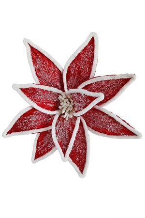 Декоративный цветок ПУАНСЕТТИЯ 'ЛИНДИ', текстиль, ярко-красная, 30 см, Due Esse Christmas
