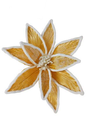 Декоративный цветок ПУАНСЕТТИЯ 'ЛИНДИ', текстиль, золотисто-жёлтая, 30 см, Due Esse Christmas