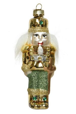 Ёлочная игрушка 'ЩЕЛКУНЧИК ГОТОВ СВЕРКНУТЬ!' в золотом мундире, стекло, 12 см, Kaemingk