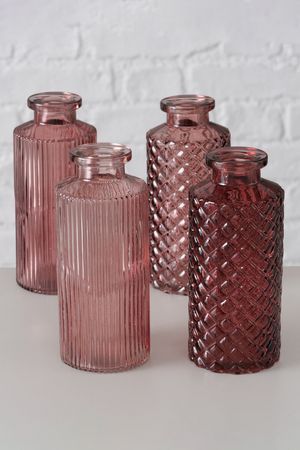 Набор декоративных ваз/бутылей ФОДЕРАТО, стекло, розовый, 14 см, 4 шт., Boltze