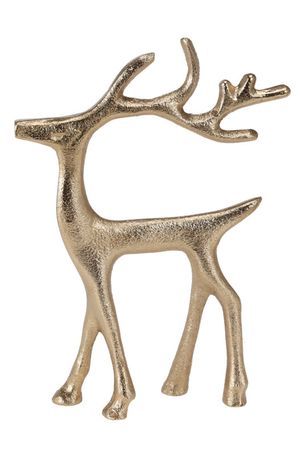 Декоративная фигура ОЛЕНЬ МАТТИС с поднятой головой, металл, золотой, 16 см, Koopman International
