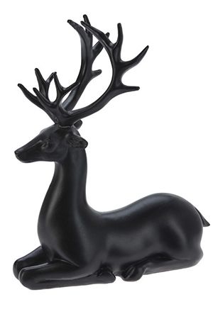 Декоративная фигура ОЛЕНЬ ЯРВУД лежащий, полистоун, чёрный, 21 см, Koopman International