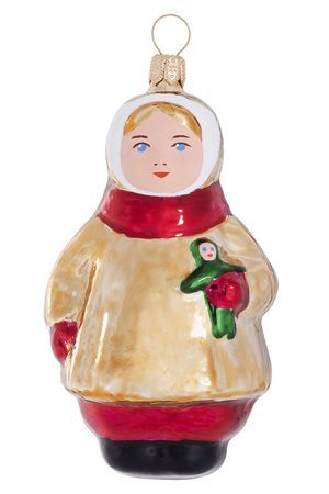 Формовая ёлочная игрушка ДЕВОЧКА С КУКЛОЙ, стекло, Елочка