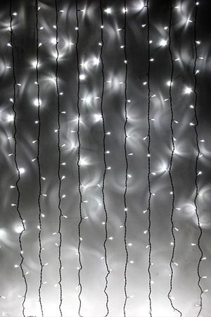 Светодиодный занавес Quality Light 1*9 м, 900 холодных белых LED ламп, черный ПВХ, соединяемый, IP44, Laitcom