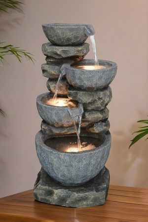 Декоративный садовый фонтан с подсветкой АЗУМИ, искусственный камень, 82х40 см, Winter Deco