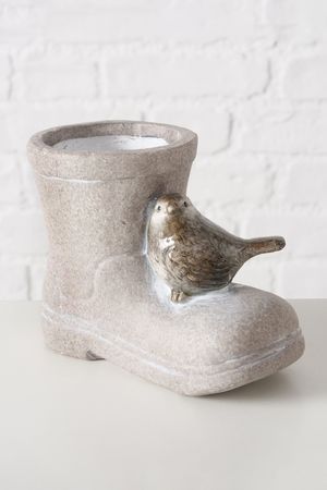 Декоративное кашпо БАШМАЧОК С ПТИЧКОЙ, керамика, 11 см, Boltze