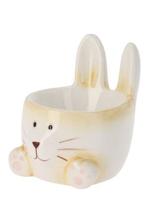 Подставка для яйца КРОЛИК ТОБИК, керамика, кремовая с розовым, 7х6 см, Koopman International