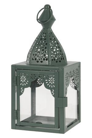Декоративный подсвечник-фонарь МАГРИБ, металл, стекло, тёмно-зелёный, 17 см, Koopman International
