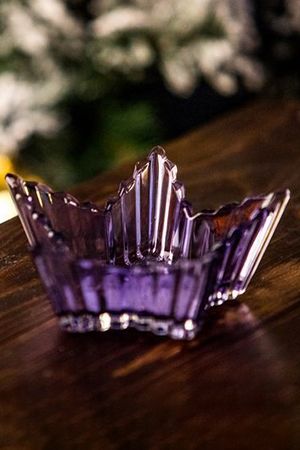 Подсвечник ГРАНЁНАЯ ЗВЁЗДОЧКА сереневый, стекло, 13 см, Kaemingk (Decoris)