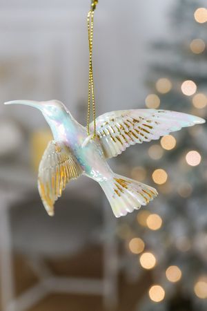 Ёлочная игрушка КОЛИБРИ МИННИ, пластик, перламутровая с золотым, 14 см, Winter Deco