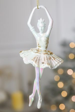 Ёлочная игрушка БАЛЕРИНА ЛАЛИ, пластик, белая с золотым, 17 см, Winter Deco