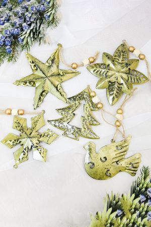 Набор ёлочных украшений ЗОЛОТОЕ НАСТРОЕНИЕ, металл, 13 см, 5 шт., Winter Deco