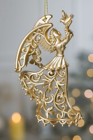 Ёлочная игрушка АНГЕЛ 'ЗОЛОТОЕ КРУЖЕВО', пластик, золотой, 13 см, Winter Deco