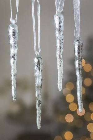Набор ёлочных украшений СОСУЛЬКИ 'СОМЮР', серебряный, 10 см, 4 шт., Winter Deco